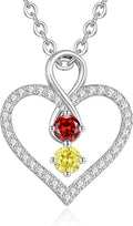 LOUISA SECRET Infinity Double Birthstone Necklace, 925 Sterling Silver Tiny Pendant Heart Necklace for Women Wife Her, Best Jewelry Gift Heart Jewelry Meaningful Gift for Valentine's Day, Christmas, Birthday Anniversary
