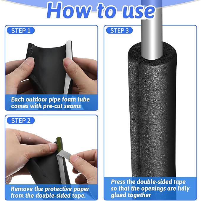 12 Pack Pipe Insulation Foam Tube, 3/4'' Self Adhesive Pre Slit Foam Pipe - Image 5
