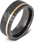 Manly Bands: Mens Black Plated Tungsten and Black Zirconium Wedding Bands and Rings - Comfort Fit and Stylish Black Rings for Men, Free Silicone Ring Included