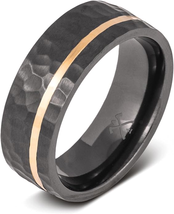 Manly Bands: Mens Black Plated Tungsten and Black Zirconium Wedding Bands and Rings - Comfort Fit and Stylish Black Rings for Men, Free Silicone Ring Included