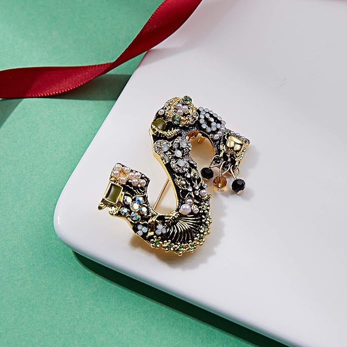 Crystal Pearl Initial Brooches Pins Gold Letter A-Z Lapel Pin Enamel Colorful Alphabet Letter Breastpin Pin Jewelry for Women Girls