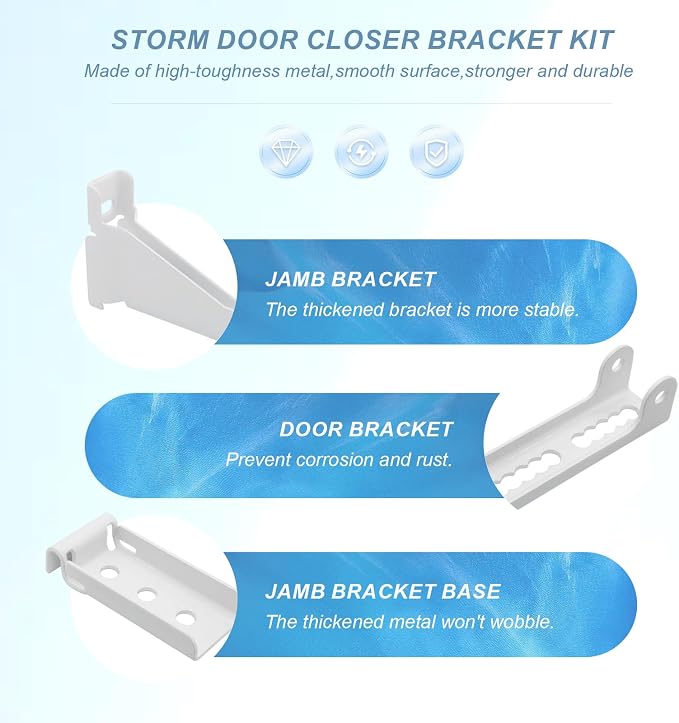 Reinforced Storm Door Closer Bracket Kit, Heavy-Duty Screen Door Closer - Image 3