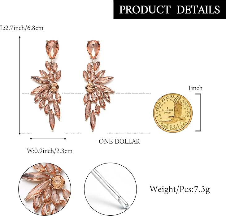 BriLove Women's Wedding Bridal Crystal Teardrop Multi Marquise Cluster Bling Dangle Earrings