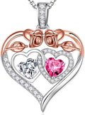 Iefil Valentines Day Gifts for Her - 925 Sterling Silver Rose Heart Necklaces for Women, Anniversary Birthday Gifts for Wife Girlfriend Mom