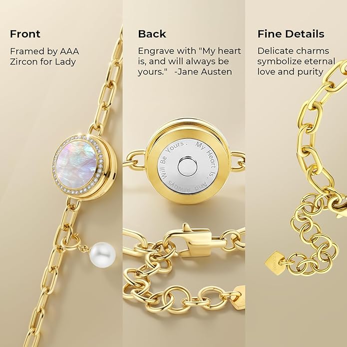 TOTWOO Long Distance Touch Bracelets for Couples, Smart Light & Vibration Love Jewelry, Long Distance Valentines Day Gifts for Him Her Women Men, One-to-One Bluetooth Pairing via App