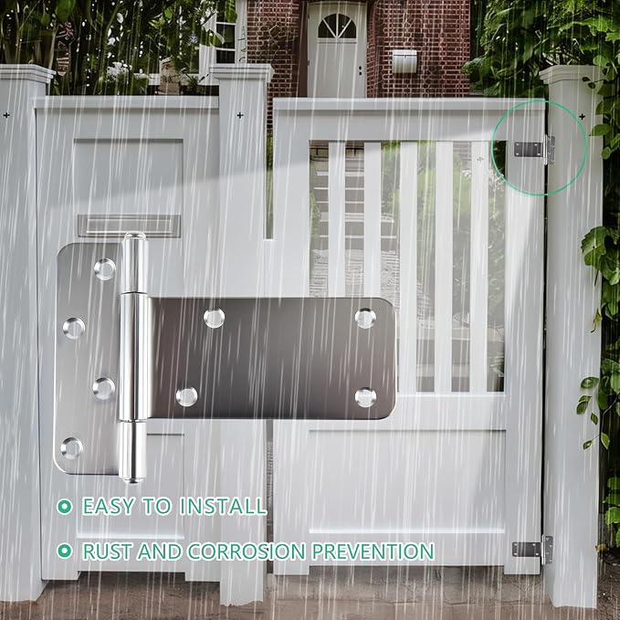 5 in T-Strap Shed Door Hinges, 260 Lbs Capacity, 4 Pack Heavy Duty Tee Hinge | - Image 3