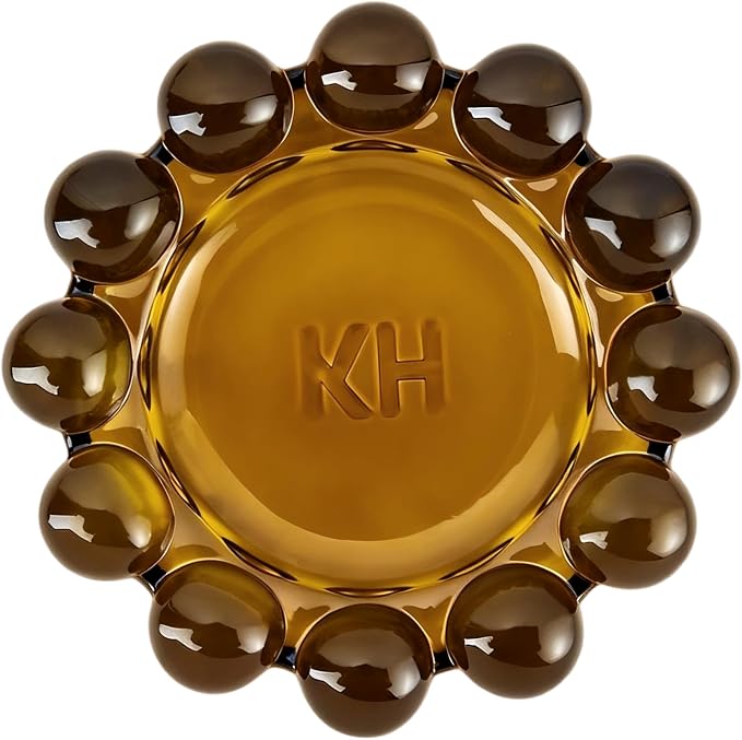 Amber Bubble Glass Candle Dish – Modern Clear Glass Candle Holder - Image 3