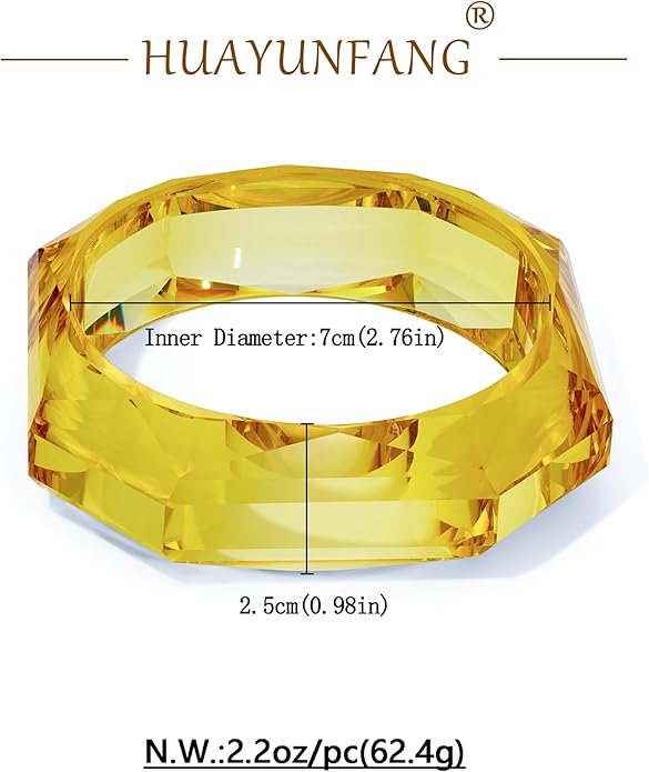 Trendy Acrylic Resin Bangle Bracelet for Women Chunky Transparent Acetate Mottled Plate Bangle Bracelet Statement Jewelry