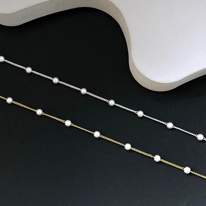 Zeffy Pearl Necklace 4MM/6MM/8MM Dainty Round Imitation Pearl Choker Necklace Wedding Pearl Necklace Delicate Jewelry for Women Simple Bridesmaid Jewelry Gifts