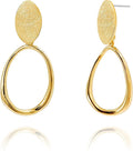OZEL Gold Dangle Earrings for Women Brushed Finish, Matte Gold Statement Jewelry, 14k Gold Plated