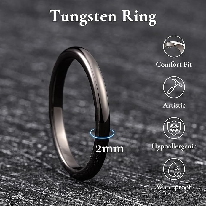 King Will Tungsten Carbide Wedding Band for Men Women Promise Rings for Couples Domed High Polish