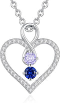 LOUISA SECRET Infinity Double Birthstone Necklace, 925 Sterling Silver Tiny Pendant Heart Necklace for Women Wife Her, Best Jewelry Gift Heart Jewelry Meaningful Gift for Valentine's Day, Christmas, Birthday Anniversary