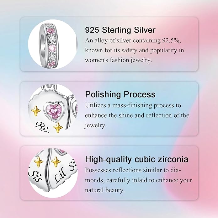 Birthday Fashion Love Heart Dangle Charm 925 Sterling Silver Charms fits Bracelets and Necklace Pendant Bead Charms Jewelry Present for Women Family Friends
