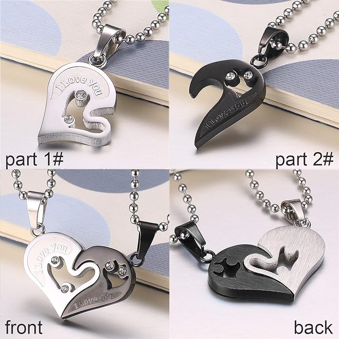 Couple Heart Or Cat BFF Best Friend for Girls Puzzle Friendship Pendant Necklaces,316L Stainless Steel