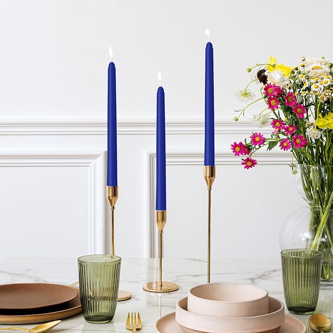 LYOBATH 12 Pack Blue Taper Candles - Image 4
