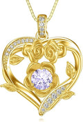 Midari 18K Gold Heart Birthstone Necklace for Women Rose Pendant Birthday Jewelry Gifts for Wife Her Daughter Mom