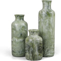 Resin 3 Piece Decorative Vase Set, Sage Green Farmhouse Home Decor | Rustic by YMXYJM