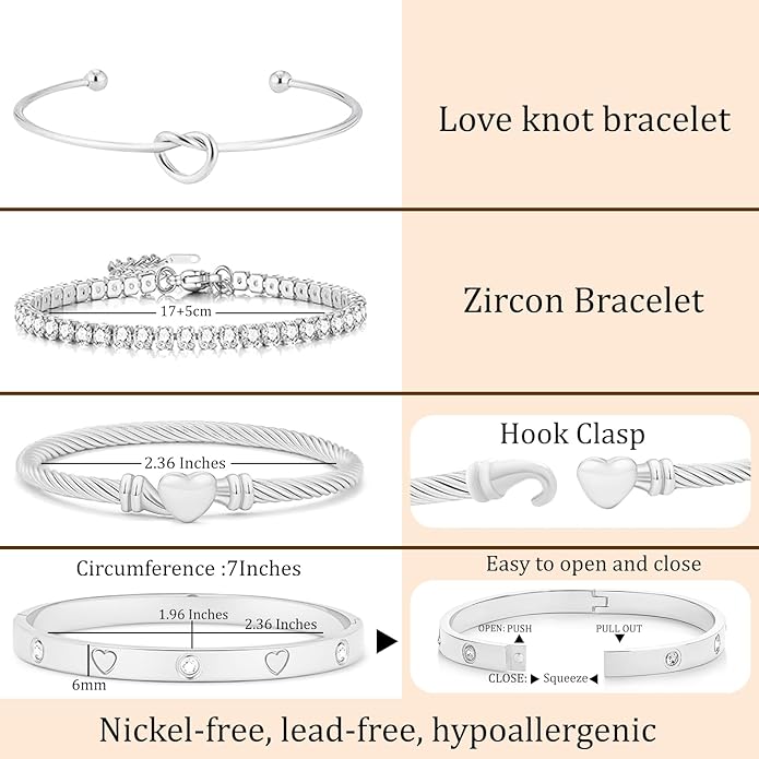 18 K Gold Plated Love Bangle Bracelet Stack Cuff Jewelry for Women Jewelry Set for Women Gift with Box