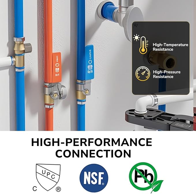 Pex Fittings, 1/2" Female NPT to 1/2" Pex Male Adapter, Heavy-Duty Brass Crimp - Image 3