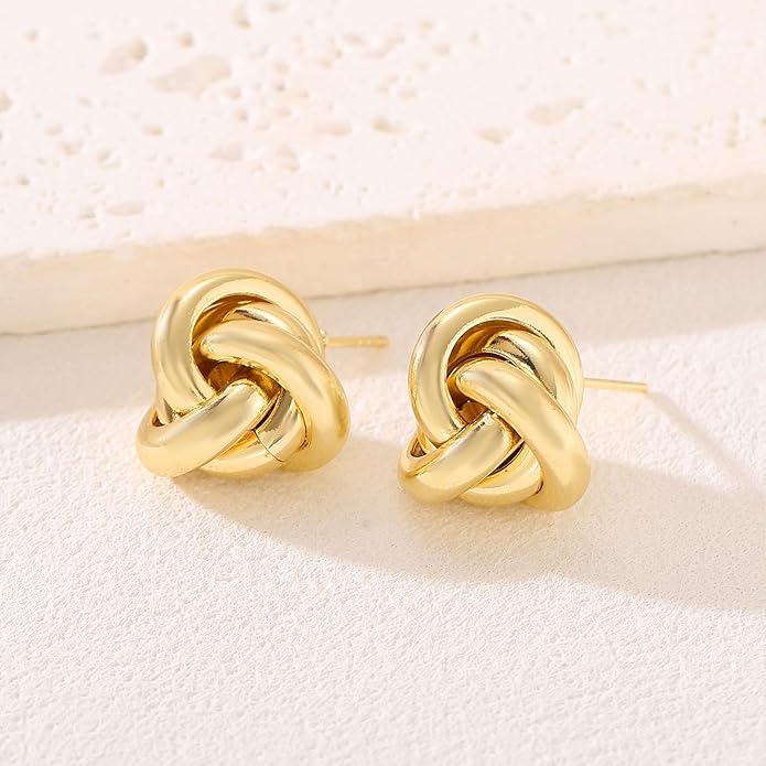 14K Gold Plated Knot Earrings for Women Gold Silver Earrings Heart Link Drop Dangle Earring Chunky Golden Knotted Statement Jewelry