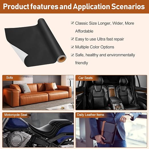 Leather Repair Patch, 17X60 Inch Self Adhesive Leather Repair Patch, Vinyl - Image 6