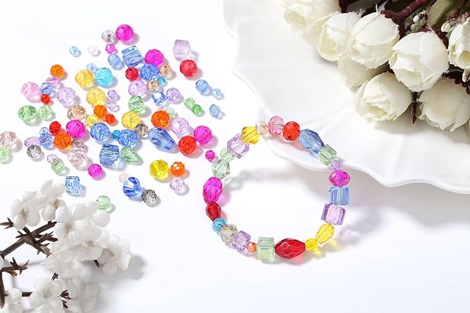 LAIDANLA 800PCS Glass Beads Mixed Color Crystal Beads Assorted Crystal Beads with Container Box for DIY Necklace Bracelet Earring Jewelry Making