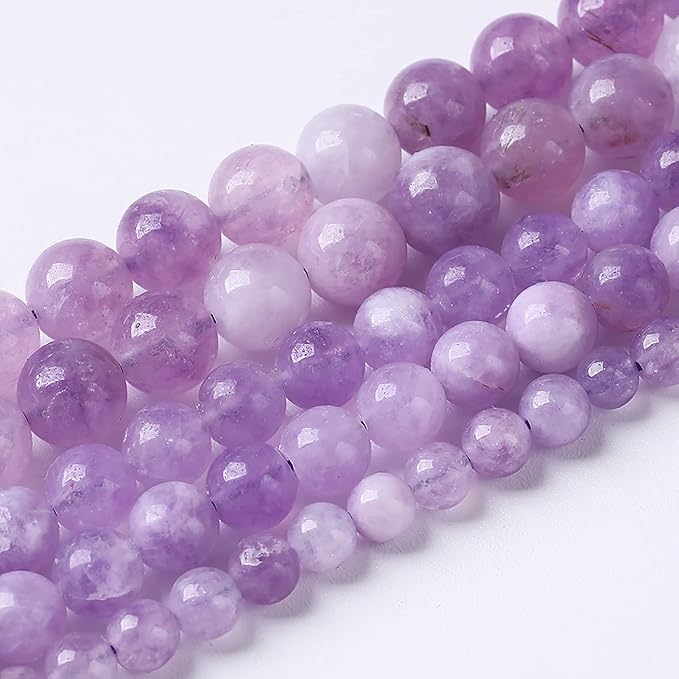 4mm 90pcs Natural Lavender Amethyst Beads Round Loose Gemstone Crystal Energy Healing Power Stone Beads for Jewelry Making DIY Bracelet 15 Inch (Lavender Amethyst, 4mm)