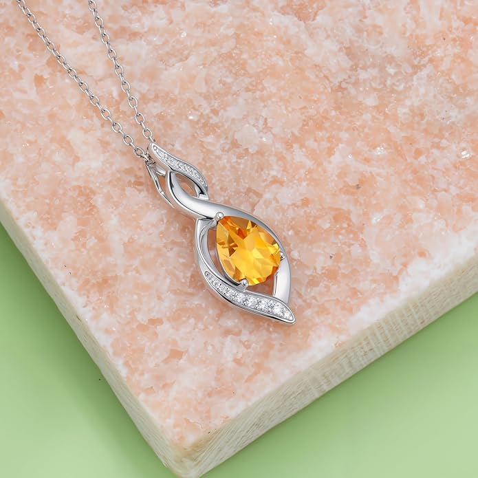 Birthstone Necklace for Women 925 Sterling Silver Infinity Love Jewelry Valentines Day Birthday Gifts for Her Mom Wife Girlfriend