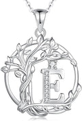 FANCIME Tree of life Initial necklaces for women, Sterling Silver Tree Jewelry Simulated Diamond Letter Pendant Cubic Zirconia CZ Personalized Birthday Mothers Day Gifts for Mom Wife Her