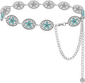 Women's Concho Chain Belt Western Cowgirl Metal Waist Chain Belt for Dress