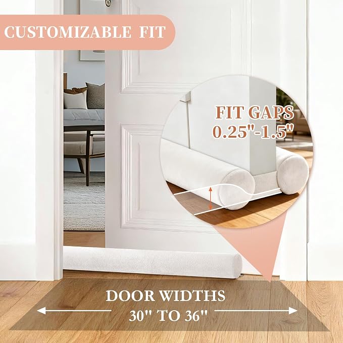 Premium Velvet Under Door Draft Stopper, 30-36 Inch Adjustable Double Sided - Image 3