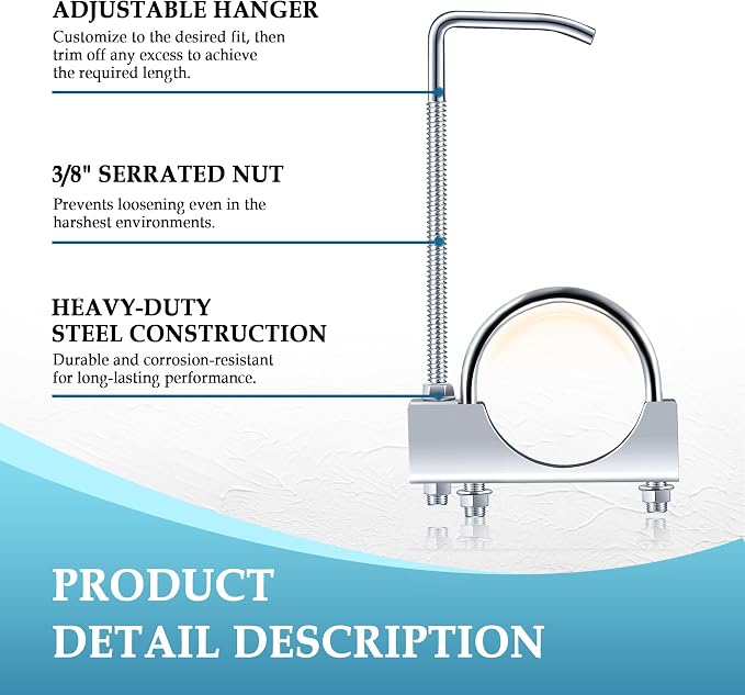 2.25 inch Exhaust Clamp with Hanger, Heavy Duty Exhaust Hanger with Clamp - Image 5