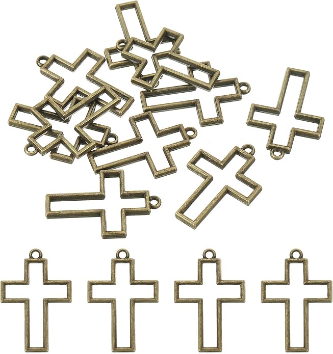 PATIKIL Alloy Open Back Bezel Pendants, Cross Shape Hollow Resin Pendant Frame for DIY Crafts Earrings Necklace Bracelet Making
