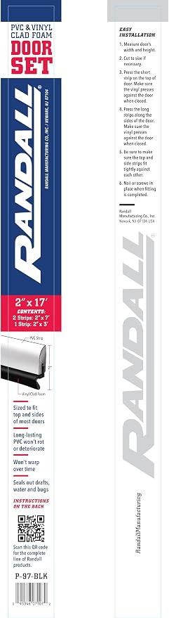 Door Weatherstripping Set with White PVC Carrier and Foam Gasket in Black | - Image 6