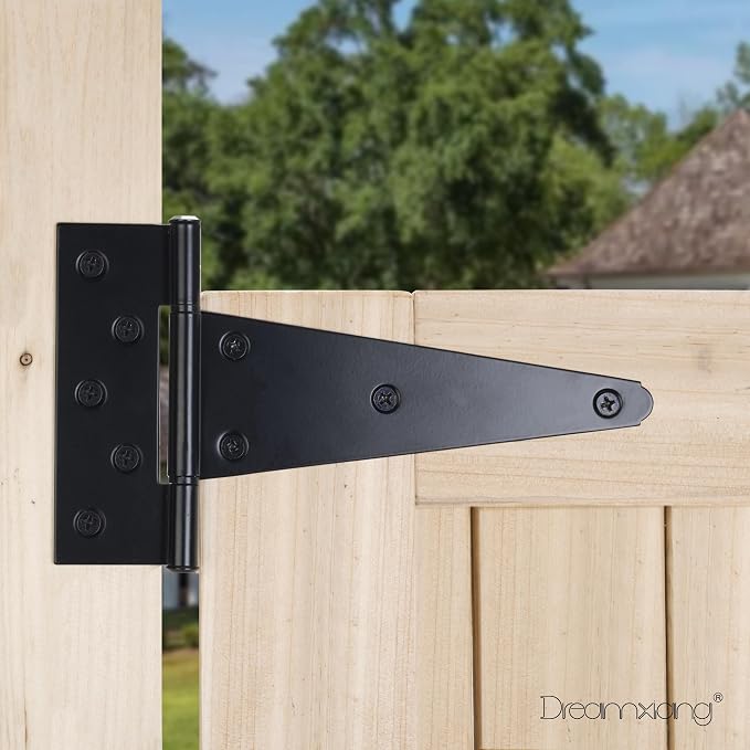 8 Inch T-Strap Gate Hinges, Heavy Duty Shed Barn Door Hinges, Yard Gate - Image 5