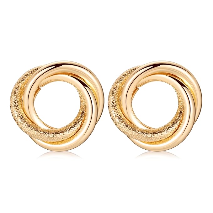 Knot Link Earrings for Women Circle Studs Chunky Geometric Drop Dangle Earrings for Women