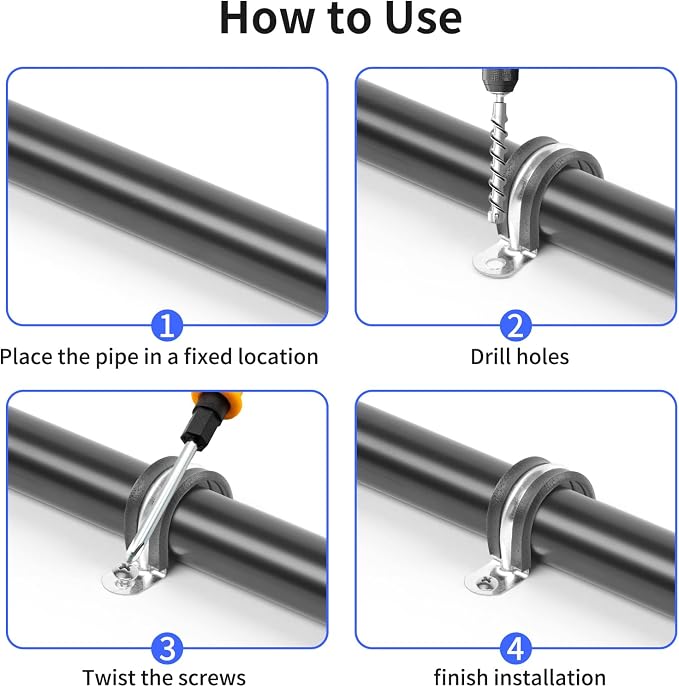 2 Inch Reinforced Rigid Pipe Strap, Rubber Cushioned Insulated Clamp, Conduits - Image 4