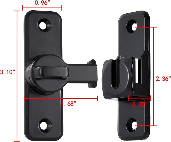 3 Pcs Black 90/180 Degree Flip Latch, Zinc Alloy Barn Door Latch | Right Angle - Image 2