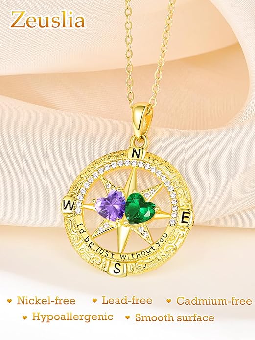 Valentine's Day Gifts for Wife 925 Sterling Silver Double Birthstone Pendant Necklaces I Love You for Always and Forever Necklace Anniversary Birthday Gifts for Wife Girlfriend Mom Her