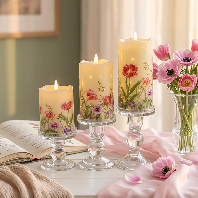 Flameless Candles, Battery Operated Floral Candles - Image 8