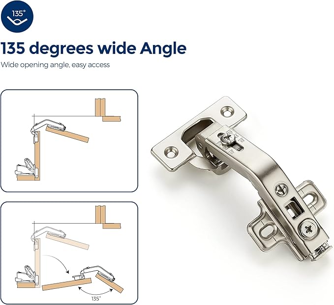 Ravinte Kitchen Cabinet Hinges, 135 Degree Door Hinges, 1 Pairs 2 Pack | - Image 6