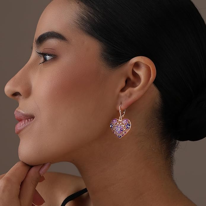 LeCalla 925 Sterling Silver Teardrop Drop Earrings for Womens | Lightweight Italian Minimalist Teardrop Filigree Earrings | Filigree Circle Drop Dangle Earrings for Women Birthday Gift
