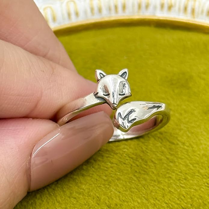 Adjustable Rings 925 Sterling Silver Jewelry Witch Hat Fox Dolphin Butterfly Dragonfly Spoon Ring Gifts for Women Men Lover Anniversary Birthday Graduation Christmas Valentine's Day Mother's Day
