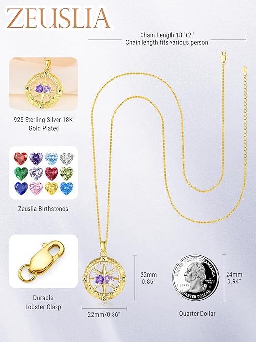 Valentine's Day Gifts for Wife 925 Sterling Silver Double Birthstone Pendant Necklaces I Love You for Always and Forever Necklace Anniversary Birthday Gifts for Wife Girlfriend Mom Her