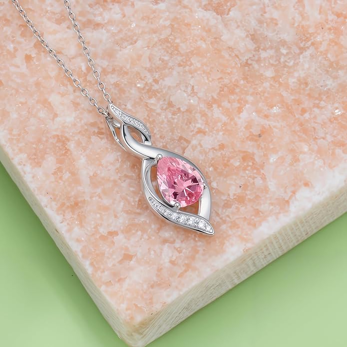 Birthstone Necklace for Women 925 Sterling Silver Infinity Love Jewelry Valentines Day Birthday Gifts for Her Mom Wife Girlfriend