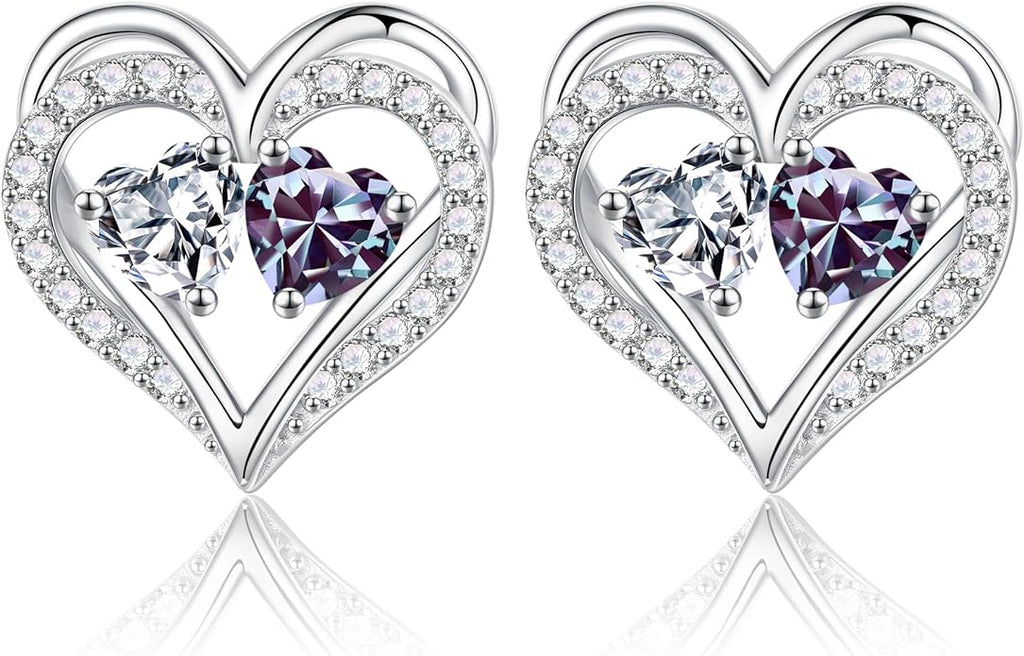 Iefil Valentines Day Gifts for Her - 925 Sterling Silver Birthstone Earrings, Anniversary Birthday Gifts for Women Wife Girlfriend Mom