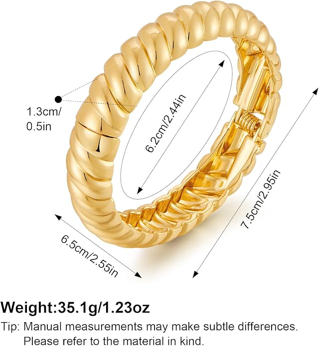 MUYAN Polished Chunky Hinged Bangle Bracelet for Women Trendy Twisted Statement Cuff Bracelet Fashion Jewelry