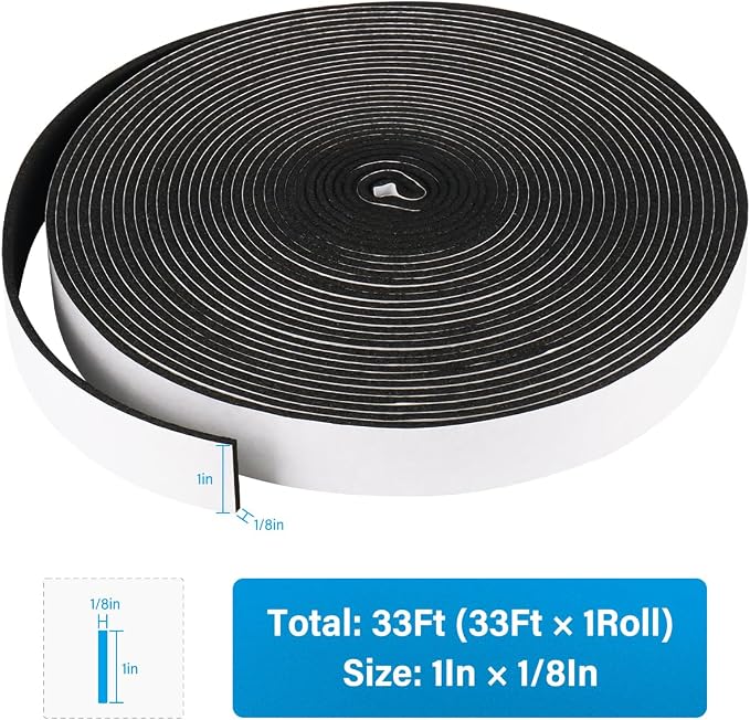 DGSL Foam Weather Stripping, 33Ft Door Window Seal Tape | Self Adhesive - Image 2