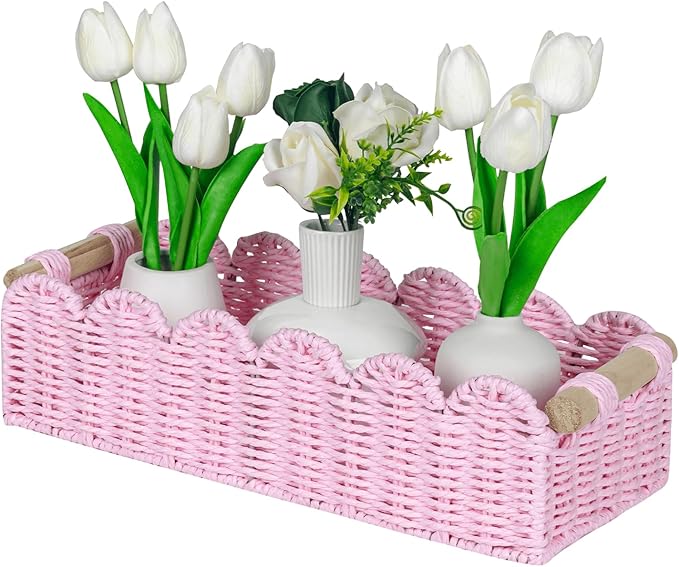 CubesLand Paper Rope Scalloped Edge Gift Basket Empty | Small Living Room by CubesLand