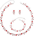Austrian Crystal Rhinestone Choker Necklace Dangle Earring Link Bracelet Jewelry Set for Brides Bridesmaid Prom Costume Accessories for Women
